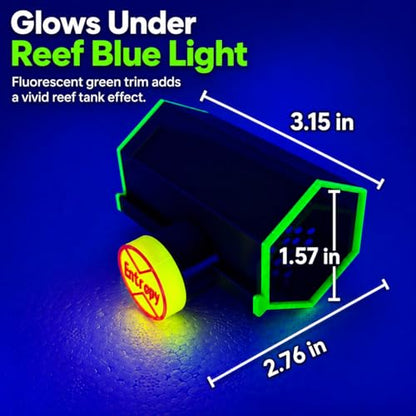 Magnetic Reef Tank Fish Hideout for Clownfish, 3D Printed Flow-Through Shelter for Shrimp, Fry & Small Reef Fish, 3.15" Aquarium Cave, Fits Glass up to 5/16" (Fluorescent Green)