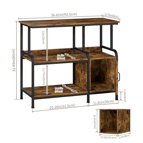 20-29-37 Gallon Tank Stand，750 lbs Capacity 29 Gallon Aquarium Stand，Heavy-Duty 3-Level Reptile Stand with Built-in Storage，36.8×15.7×31.5" Steel Terrarium Rack，Retro Brown