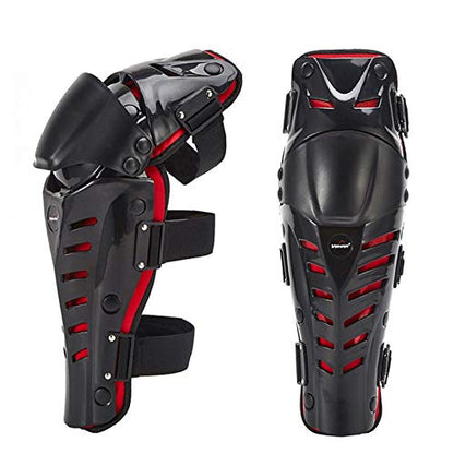 Motorcycle Knee Shin Guard Pads, Long Leg Sleeve Crashproof Motocross Protective Gear Armor Bendable Adjustable Mtb Knee Pads for Men Mountain Biking Racing (Black/Red) - color: Black/Red