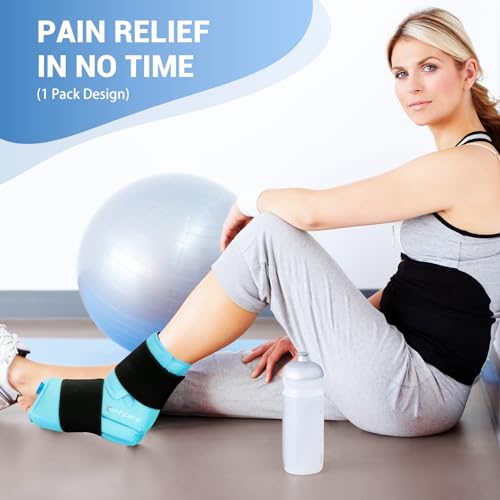 Comfytemp Ankle Foot Ice Pack Wrap for Plantar Fasciitis Relief, Ankles Brace for Sprain, Heel Spur, Swelling, Achilles Tendonitis, Cold Bag for Injuries Reusable, Hot Cold Compress, 1 Pack (Blue) - size: Blue Large(1 Pack)