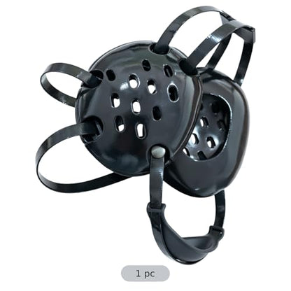 Black NBR Sponge Wrestling Headgear with Plastic Shell, Shock-Absorbing Ear Guard for MMA Grappling, Adjustable Strap Secure Fit