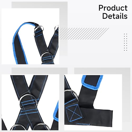 Resistance Sled Harness, Workout Training Vest with Y-Shape Strap, Adjustable 33.1-45.7 in Waist, Five D-Rings, 62.5 in Towing Strap for Strength Training, Core Workout