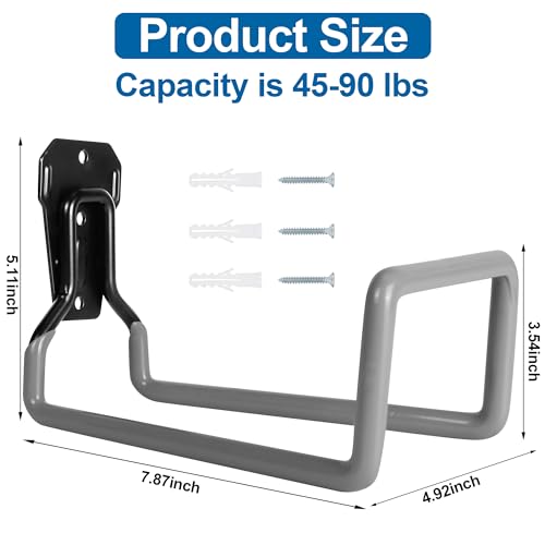 PeoMev Garden Hose Holder Metal Garden Hose Reel Wall Mounted Hose Hanger | Heavy Duty Water Hose Holders for Outside Water Hose Storage - color: Gray