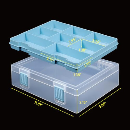 CGCG Plastic Craft Storage Box Organizer with Removable Tray | Portable container with handle, utility case for beads, tools, sewing, playdoh, fishing tackle, hobby and small parts