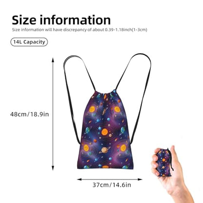 Lightweight Heavy Duty Storage Backpack Galaxy Space Planet Solar System, Drawstring Bag Foldable Spacious, Versatile for Travel Hiking Gym - color: Color (44)
