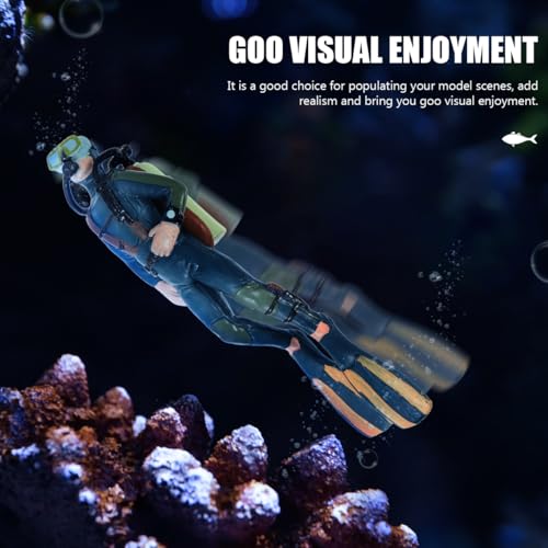 DOITOOL Diver Mini Model Aquarium Decoration Set 5.11X1.57X5.90In Fish Tank Ornament Lifelike Figurines for Fresh and Saltwater Aquatic Landscape