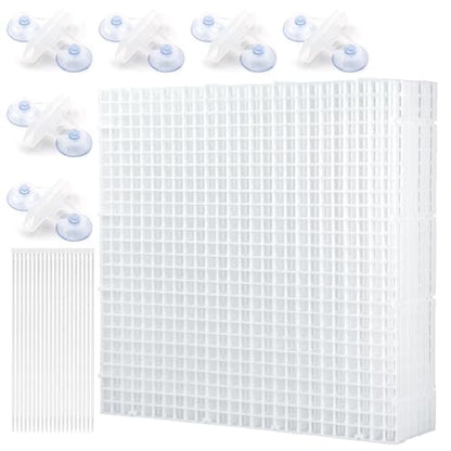 LINLAN Aquarium Fish Tank Dividers Set, 8 Pcs 30X30 cm Aquarium Grid Plastic with 6 Pcs Sucker Clips and 20 Pcs Cable Ties, Egg Crate for Fish Isolation(White) - color: White, size: L