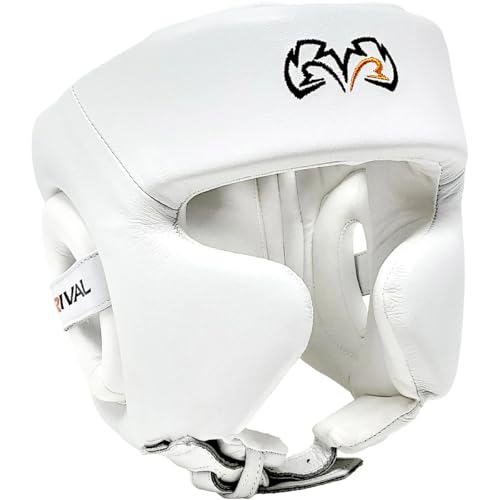RIVAL Boxing RHG2 Hybrid Headgear - Ultra-Thin, Super-Sleek Design, Compact Training Style with Cheek Guards - color: White, size: Small