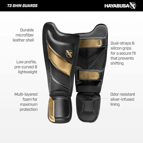 Hayabusa T3 Striking Shinguards - color: White/Black, size: Medium