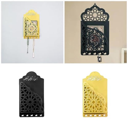 Islamics Decors Quran Metal Wall Mount Shelf Hanging Book Shelf Hanger Holder Hook for Ramadans and Eid Celebration Ramadans Decoration