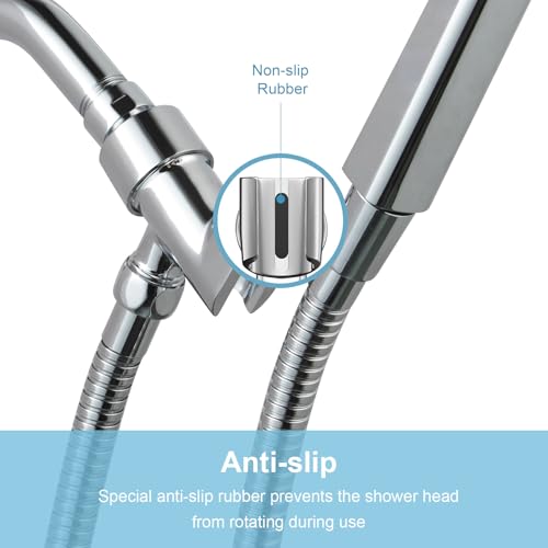 OFFO Shower Head Holder All Metal for Handheld Shower Head, Adjustable Shower Arm Mount with Solid Brass Pivot Ball, 1/2 in IPS Female Inlet and Male Outlet, Chrome - style: Chrome