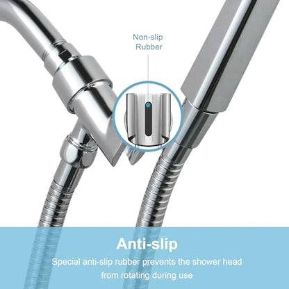 OFFO Shower Head Holder All Metal for Handheld Shower Head, Adjustable Shower Arm Mount with Solid Brass Pivot Ball, 1/2 in IPS Female Inlet and Male Outlet, Chrome - style: Chrome