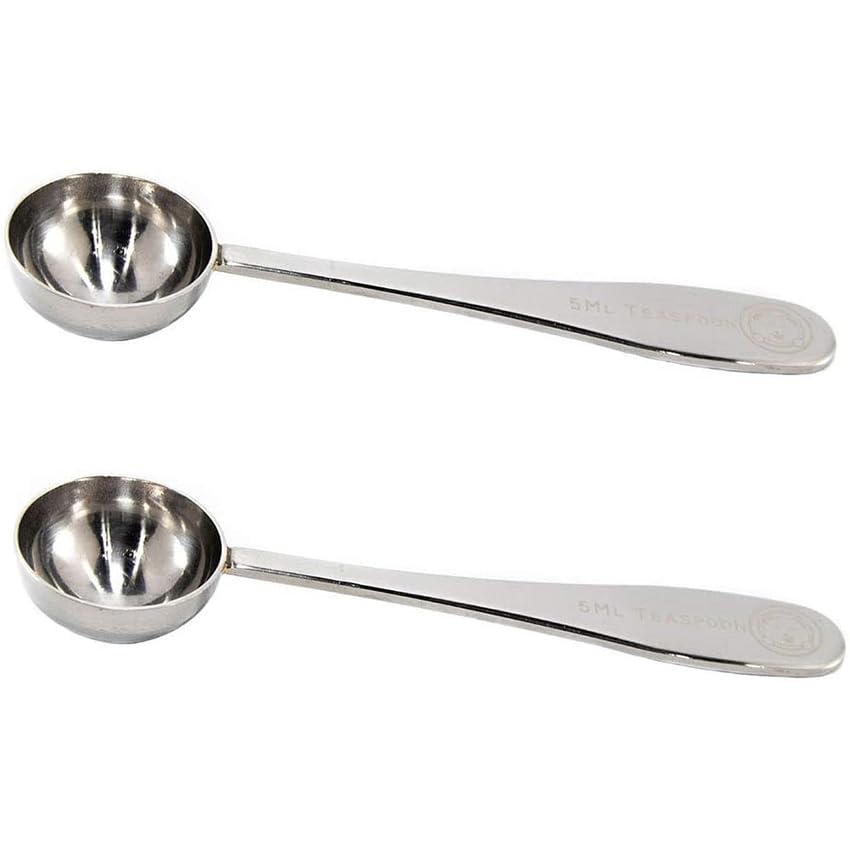 5 ml Teaspoon Measuring Scoop Spoons, Polished Stainless Steel, Set of 2 - color: Polished Stainless Steel, size: 5 ML Teaspoon Measuring Scoop Spoon