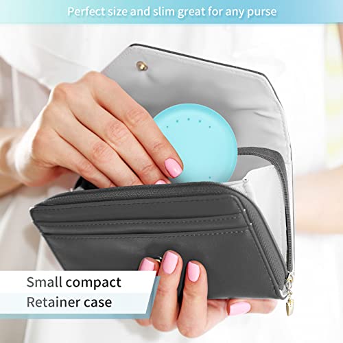 Denture Case Orthodontic Retainer Case with Vent Holes, Annhua Dental Mouthguard Container Aligner Case Slim with Magnetic Closure for Household|Travel|Office - Light Blue - color: Light Blue