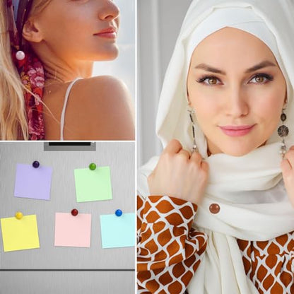 PHOGARY 12 Pairs Hijab Magnets, Strong Hijab Pins for Women, Multi-Use Pinless Hijab Magnetic Pins, Muslim Magnetic Buttons Scarf Pins, No-Snag Brooch Clasp for Clothes Dress Scarves (10 Colors)