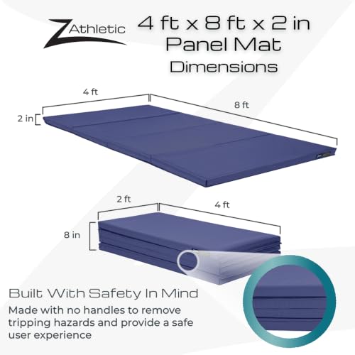 Z Athletic Folding Mat for Gymnastics, Tumbling, Cheerleading, and More, 4 Ft x 8 Ft x 2 In