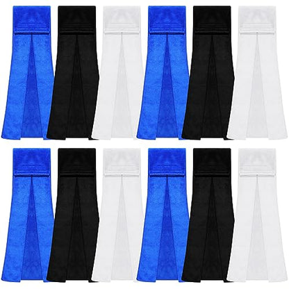 Buryeah 12 Pcs Football Field Towel Closed Loop Accessories Cotton Sports Sweat Towel with Hook and Loop Fastener for Football, Golf, Gym - color: Black, White, Blue