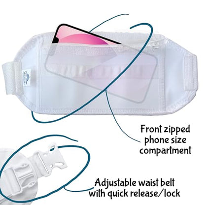 Hajj & Umrah White Waist Pouch Bag Ihram Belt Money Phone Sleeves Passport Ticket Safe