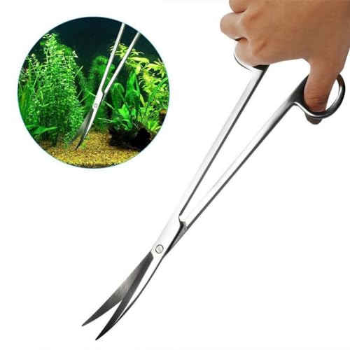 Stainless Steel Aquarium Scissors Fish Tank Plant Scissors Long Curved Aquarium Scissors Aquarium Plant Trimming Scissors Fish Tank Cleaning Tool