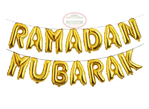 Ramadan Balloons 11 Pcs Ramadan decorations Ramadan wall decoration Happy Ramadan gifts Muslim holiday decoration Islamic Gifts 123 (Gold Set+10 Latex balloons) - style: Gold Set+10 Latex balloons