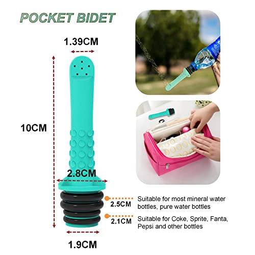 2PCS-Pack Portable Bidet for Travel Bidet Bottle+ Green Pocket Cleaner Backpack Camping Bidets , with Water Seal Cap + Storage Bag ,Peri Bottle for Postpartum Essentials