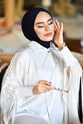 para life Snap Hijab for Women, Breathable Instant Hijabs|Standard Size Stretchable Cotton Sandy|Jersey Undercap - color: Navy Blue