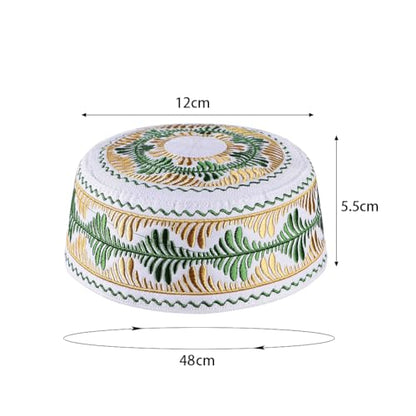 Kids Boys Muslim Prayer Kufi Hat Islamic Prayer Cap Embroidered Prayer Headwear Cap Praying Skull Cap Topi Ramadan Eid Hat - color: Yellow-small