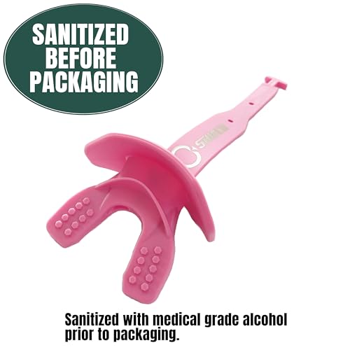 O Shield Striker Football Lip Guard with Permanent Strap | Football Lip Guard with Permanent Strap — Front Teeth, Lip, and Full Bite-Surface Coverage, No-Boil Ready Fit - color: Pink