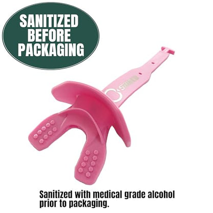 O Shield Striker Football Lip Guard with Permanent Strap | Football Lip Guard with Permanent Strap — Front Teeth, Lip, and Full Bite-Surface Coverage, No-Boil Ready Fit - color: Pink