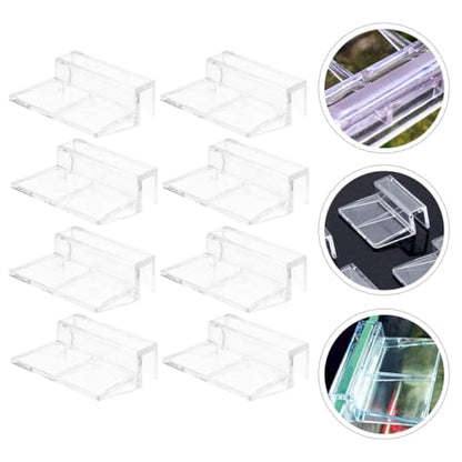 TOYANDONA 8Pcs Fish Tank Lid Support Brackets Acrylic Aquarium Cover Clips for Rimless Tanks Easy Install Modern Design for Covers Compatible with Various Fish Tanks