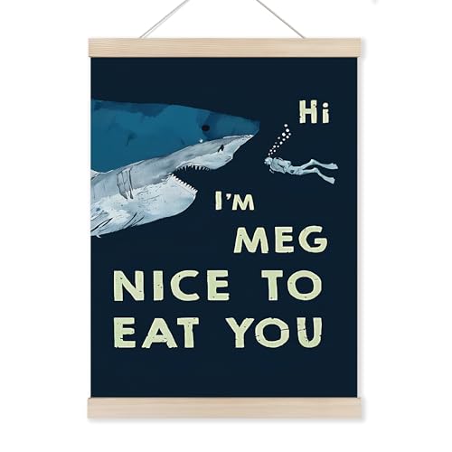 HUGANE Funny Ocean Shark Wall Decor Art Poster, Ocean Shark Classroom Bathroom Decor, Coastal Beach Wall Decor, Beach Room Decor, 12x16 Inches - color: Color-02