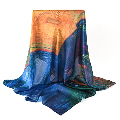 100% Mulberry Silk Scarf-Printed or Solid Color 35” Square Large Silk Hair Head Wrap Scarf With Gift Box Package - color: Style 51