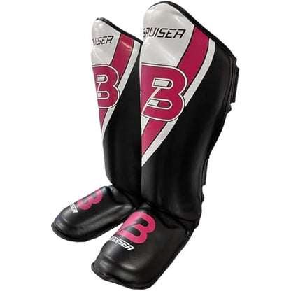 Shin Guards with Instep for MMA, Muay Thai, and Kickboxing, PU Leather, Leg and Instep Protection - size: Large