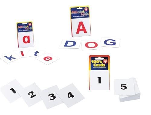 Hygloss 180-Pk Number Flash Cards and Alphabet Flashcards – 120 Numbers (1-120) 2-Inch Flashcards, and 60 Uppercase and Lowercase Letters 3-Inch White Cards – Literacy and Numeracy Learning Card Kit - style: Uppercase, Lowercase, and Numbers