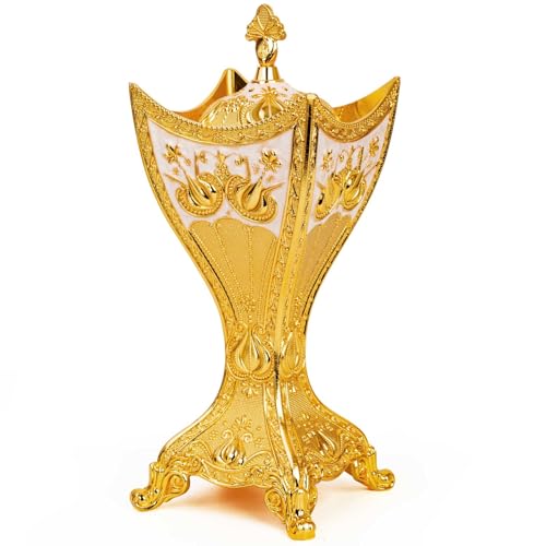 Bakhoor Incense Burner, Incense Holders, Charcoal Incense Burner - for Yoga, Spa Aromatherapy, Office & Home Decor, Trophy Shape (Gold)