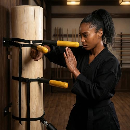 Wing Chun Dummy for Martial Arts Training - Wall Mount & Portable Options - Interchangeable Spring Arms for Martial Arts, Boxing, and Karate Practice (for Hard Objects)