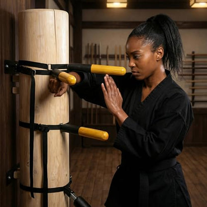 Wing Chun Dummy for Martial Arts Training - Wall Mount & Portable Options - Interchangeable Spring Arms for Martial Arts, Boxing, and Karate Practice (for Hard Objects)
