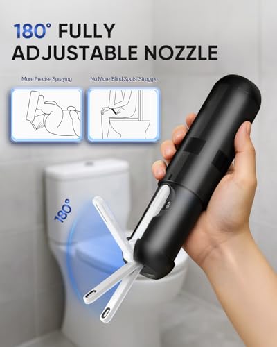 Portable Bidet for Travel - Electric Travel Bidet with 180° Adjustable Nozzle, 2 Spray Modes & IPX7 Waterproof | Rechargeable Personal Hygiene Solution for On-The-Go Adults - color: Black