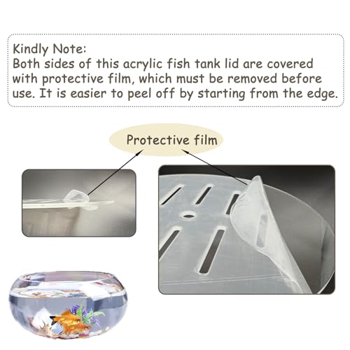 1 Pcs Fish Tank Top Cover, Aquarium Cover Lid, Acrylic Aquarium Anti-Jumping Lid with Hole to Prevent Fish, Reptiles and Turtles from Jumping Out of The Tank, Thick 3mm (Diameter 7.8inches)