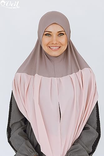 Cotton and Shiffon headscarf, instant hijab, ready to wear hijab for women - color: Powder