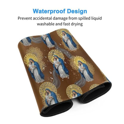Water Resistant Desktop Mousepad Virgin Mary Mother of God Catholic Religious Christian God Faith, Extended Large Gaming Mat for Home Office Gaming Scene - color: Pattern (154), size: 29.5L x 15.8W inches