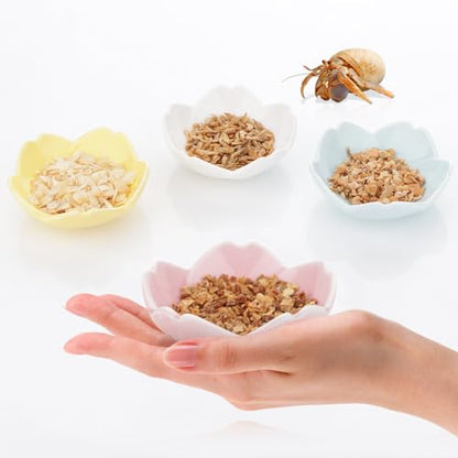 4 Pack Ceramic Food & Water Bowls Dual Dish Reptile Feeding Set for Hermits Crabs, Lizards, Geckos, Small Snakes and Snails