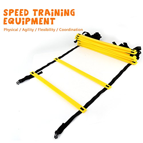 Tbest Speed Agility Training Ladder 12 Adjustable Flat Rungs 6m for Football Soccer