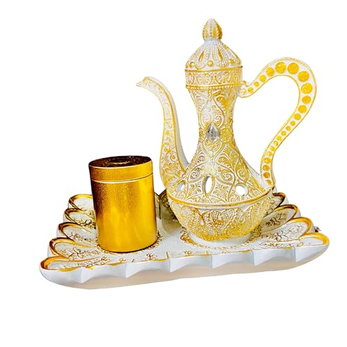 Bakhoor Burner Incense Burner Oud Charcoal Incense Burner Holder Oud Bakhoor Gift Non-Electric Incense Burner Arabic Style (Kettle Set Bukhoor Burner) - color: Kettle Set Bukhoor Burner
