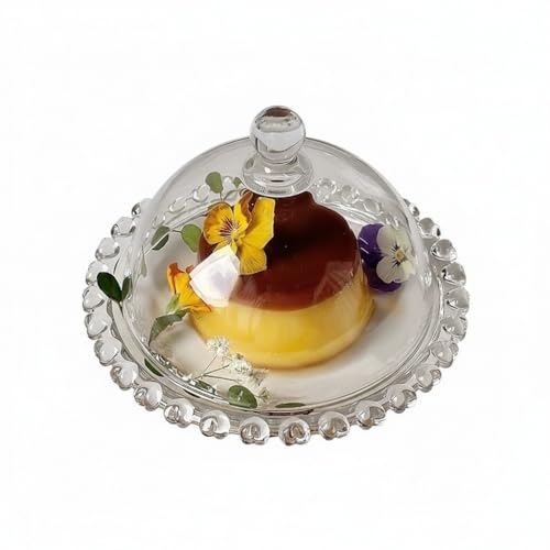 5.5 inch Glass Cake Stand with Dome,Small Cake Stand Dessert Serving Tray | Glass Cake Dome with Base Serving Dishes and Cloche Cover,Cake Holder Server for Cheese, Candy, Christmas,Birthday,Party - color: 02