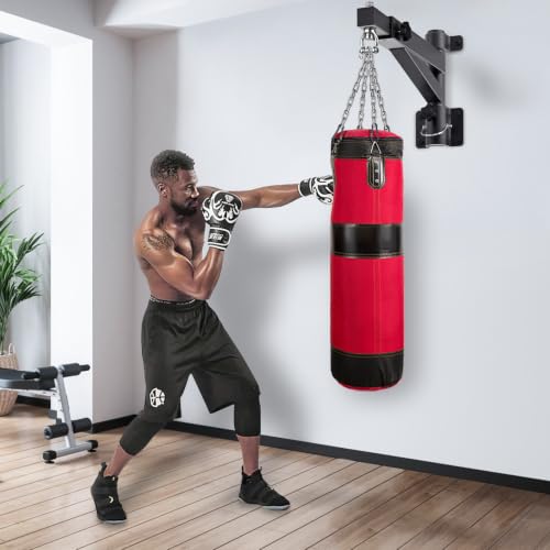 Kipika Heavy Bag Hanger Wall Mount Punching, Rotatable Heavy Duty Boxing Bag Bracket for Home Gym Indoor, Adjustable Length for Kickboxing Bag, Muay Thai Bag,Speed Bag - color: Adjustable length 17"-25"