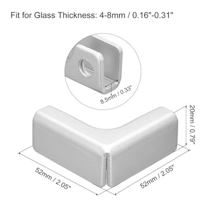uxcell Glass Fixing Clip, 2pcs for 4-8mm Aluminum Alloy L-Shaped Glass Connector Combination Bracket Reinforced Clamp for Glass Display Cabinet, Fish Tank - size: 4-8mm