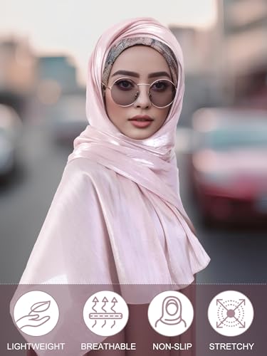 Geyoga 여성용 스카프 숄 및 랩 이브닝 드레스 패션 스카프 웨딩 신부 들러리 선물 - color: 가죽 핑크