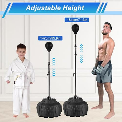 Punching Bag with Stand Height Adjustable 55.9-71.6”Box Trainer - Rugged Boxing Equipment for Home Gym, Fast Reflex Training, Knockout Workouts, Speed Bag for Adults and Kid, Relieve Stress & Fitness