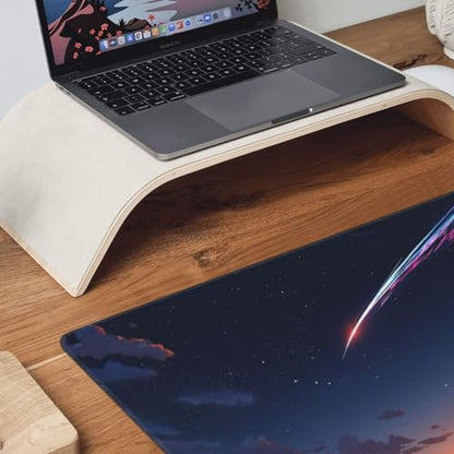 XXL Gaming Mouse Pad 35.4 x 15.7 Inch, Large Desk Mousepad | Mousepad with Comet Design, Non-Slip Rubber Base, Water-Resistant Surface and Stitched Edges for Gaming, Office & Home - color: Comet